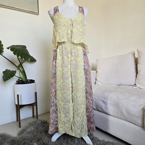 Rebecca Taylor Size 4 Silk 2012 Spring Sleeveless Summer Midi Flowy Tiered Dress - Picture 2 of 10
